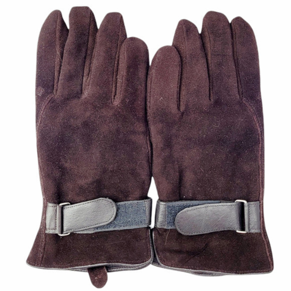 HP Men's Thinsulate Lined Dark Brown with‎ Wrist Strap Leather Gloves Size M